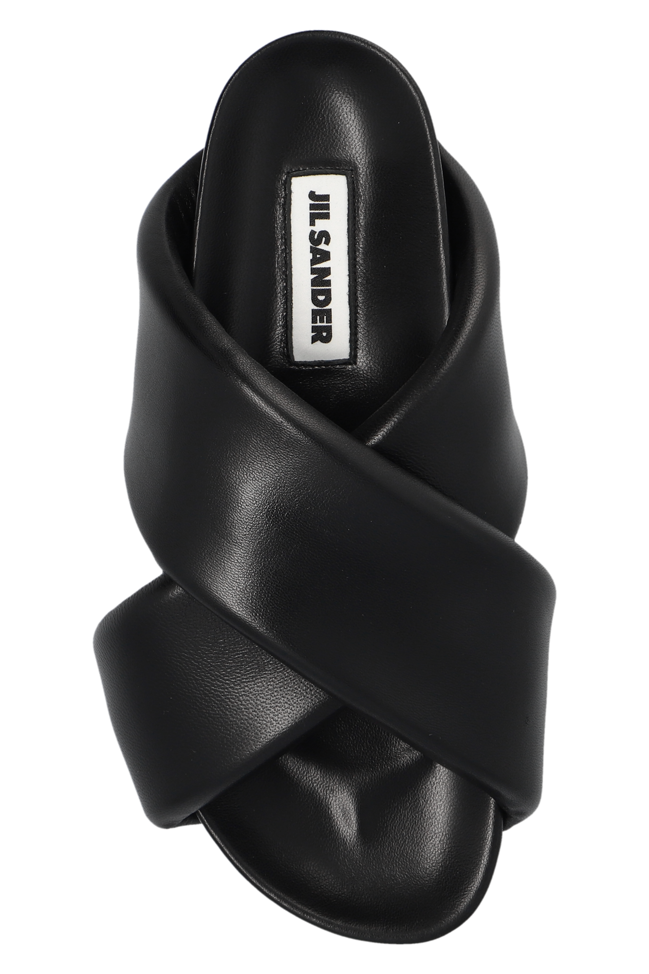 ★正規品★Jil Sander★ Leather Slide Black JP38001A15511001 Jil Sander Black Cross-Strap Slides Jil Sander